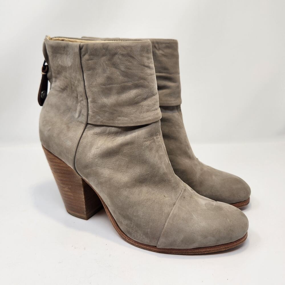 Rag and Bone Newberry Ankle Bootie Women Size 39 US 9 Taupe Gray Nubuck Leather